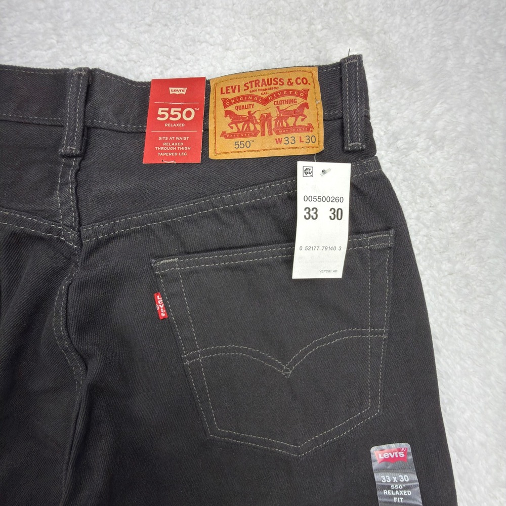 Levis 550 Relaxed Fit Denim Jeans Mens 33x30‎ Black NWT
